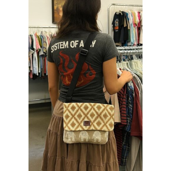 Aerryel & Perymon Unique Elephant Print Messenger Satchel Bag Adjustable Strap - Picture 1 of 10